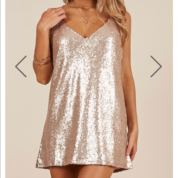 champagne gold sequin dress